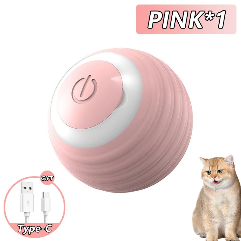 Cat Interactive Ball Toy, Automatic Rolling Ball with Tail, Rechargeable Smart Pet