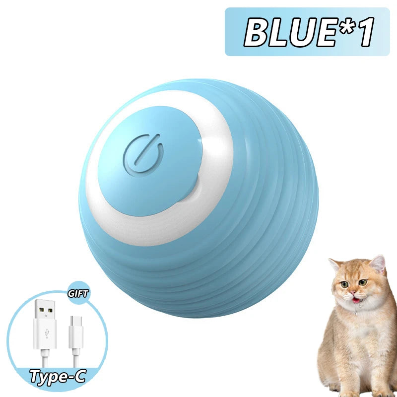 Cat Interactive Ball Toy, Automatic Rolling Ball with Tail, Rechargeable Smart Pet