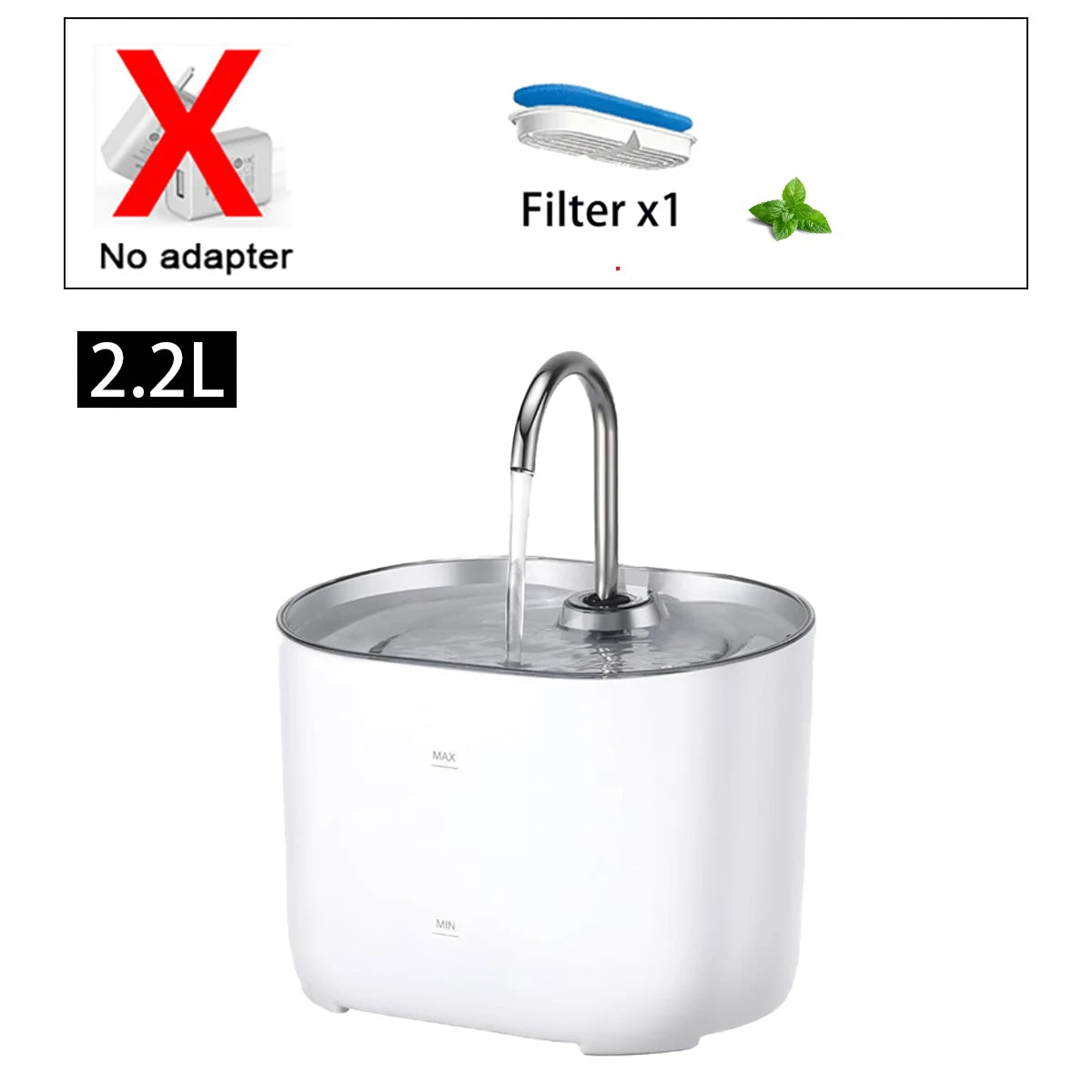Cat Water Fountain 1 Filters & Ultra-Quiet Pump 2.2L/73oz
